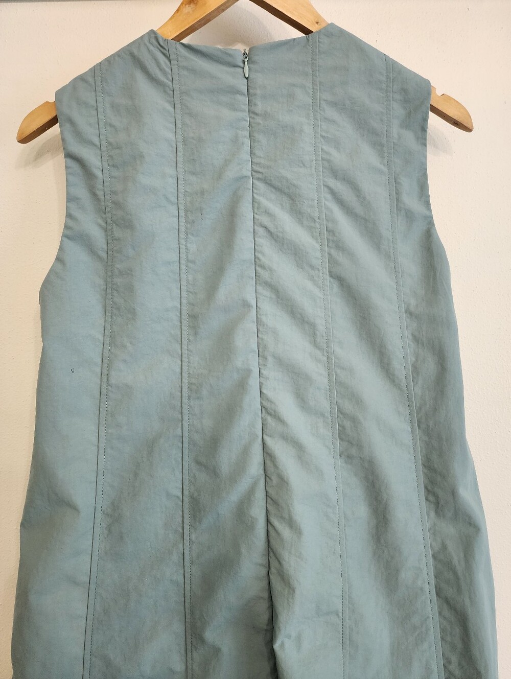 Tiffany Blue Nylon Bubble Skirt Dress Cargo Pulls Midi A-Line Aleeza Paris M NWT - Picture 9 of 15